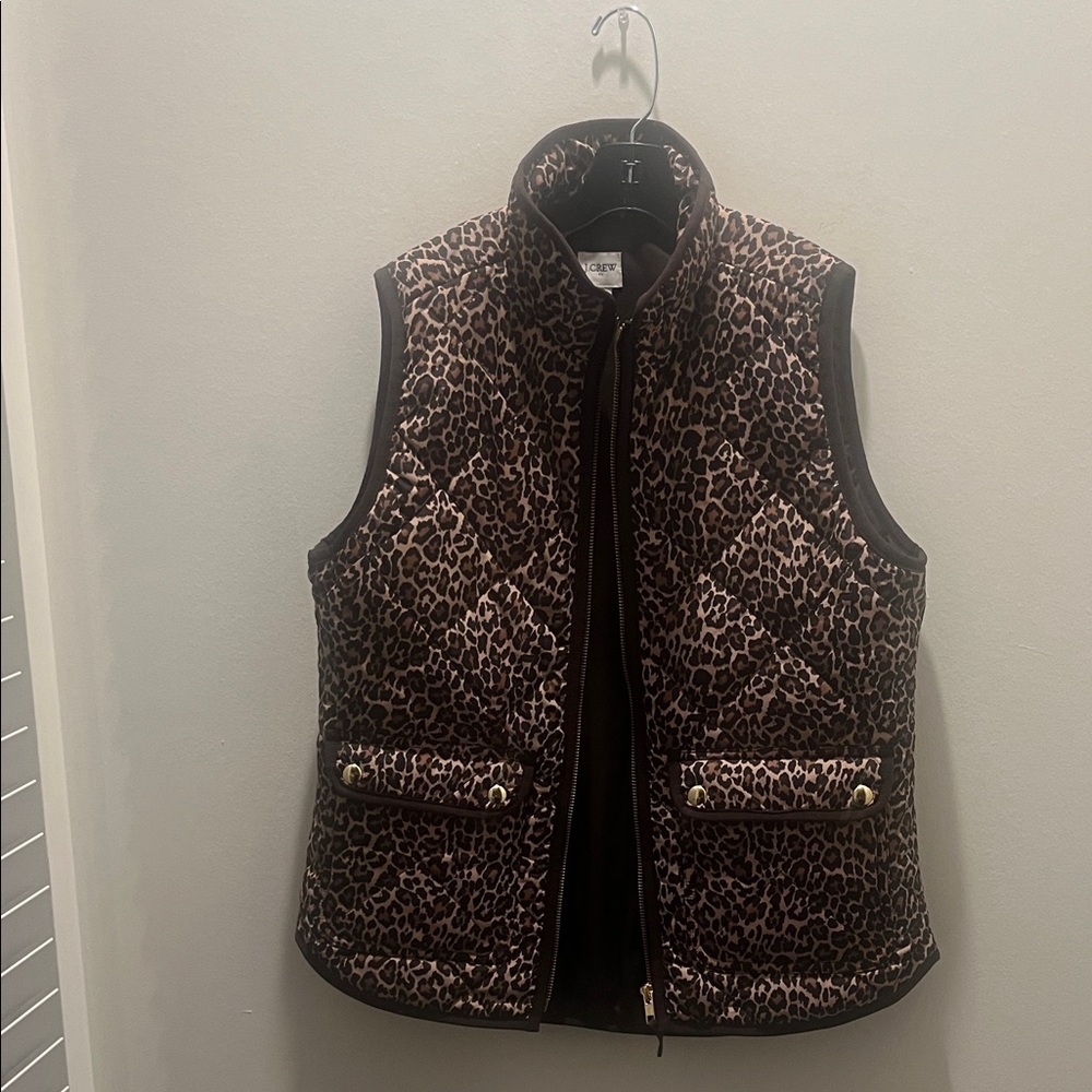 J. Crew Brown Cheetah Quilted Vest